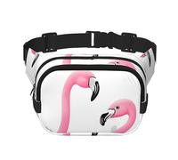 Square Double Layer Waist Bag - Crossbody Bag/Adjustable Strap Chest,for Travel Workout Running print Pink Flamingo, Black, One Size