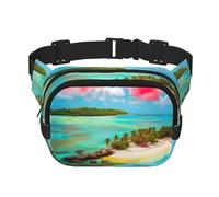 Square Double Layer Waist Bag - Crossbody Bag/Adjustable Strap Chest,for Travel Workout Running print Caribbean Scenery