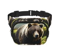 Square Double Layer Waist Bag - Crossbody Bag/Adjustable Strap Chest,for Travel Workout Running print brown bear pounce
