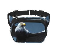 Square Double Layer Waist Bag - Crossbody Bag/Adjustable Strap Chest,for Travel Workout Running print Eagle under the stars, Black, One Size