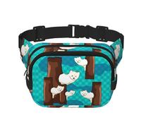 Square Double Layer Waist Bag - Crossbody Bag/Adjustable Strap Chest,for Travel Workout Running print Cute little raccoon
