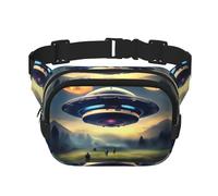Square Double Layer Waist Bag - Crossbody Bag/Adjustable Strap Chest,for Travel Workout Running print UFO landing