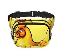 Square Double Layer Waist Bag - Crossbody Bag/Adjustable Strap Chest,for Travel Workout Running print Bird's Nest Golden Chicken