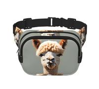 Square Double Layer Waist Bag for Women Men, Alpaca Avatar Print Light Crossbody Fanny Pack, for Running Hiking