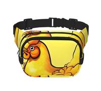 Square Double Layer Waist Bag for Women Men, Bird's Nest Golden Chicken Print Light Crossbody Fanny Pack, for Running Hiking