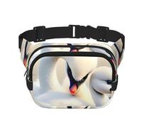 Square Double Layer Waist Bag for Women Men, Cute Little swan Print Light Crossbody Fanny Pack, for Running Hiking
