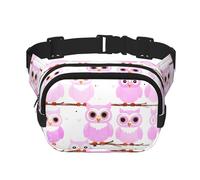 Square Double Layer Waist Bag for Women Men, Cute owl Print Light Crossbody Fanny Pack, for Running Hiking