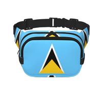 Square Double Layer Waist Bag for Women Men, Flag of Saint Lucia Print Light Crossbody Fanny Pack, for Running Hiking