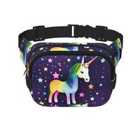 Square Double Layer Waist Bag for Women Men, One-Horse Star Print Light Crossbody Fanny Pack, for Running Hiking