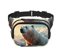 Square Double Layer Waist Bag for Women Men, Polar Bear in Winter Print Light Crossbody Fanny Pack, for Running Hiking
