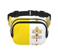 Square Double Layer Waist Bag for Women Men, Vatican Flag Print Light Crossbody Fanny Pack, for Running Hiking