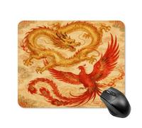 Square Dragon Phoenix Mouse Pad Non-Slip Rubber Small Cute Mouse Pad Mini Travel Gaming Mousepad Washable Funny Computer Mat Waterproof for Laptop Office Home Men Women