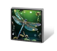 Square Dragonfly Green Lapel Pin Metal Brooch Personalized Novelty Pin Cute Button Badge Safety Pin Fashion Jewelry Accessories Gift for Clothes Hat Backpack Bag