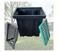 Square Drain Box Catch Basin with Debris Basket & Drain Grate for Efficient Yard Drainage Systems, Free Punching Design Enhances Water Flow