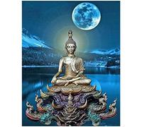Square Drill Diamond Painting Buddha 16x20 in/ 40x50 cm DIY 5D Diamond Picture Art Large Glitter Pictures Stickers Painting by Numbers Embroidery Set Cross Stitch Landscapes Full Moon Stickers