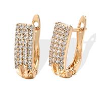 Square Drop Earrings Micro WaxSetting White Natural Zircon 585 Rose
