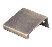 Square Edge Finger Pull Handle - Antique Brass 40mm - Slim Cupboard Drawer