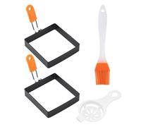 Square Egg Baking Mold | Square Egg Molder with Non-Stick Coating | Square Egg Rings Set with Silicone Handle | Stainless Steel Egg Rings | Egg Ring Molds for Patties, Potato Pies, Omelette