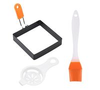 Square Egg Mold - 10cm Stainless Steel Silicone, Cooking Ring Set, Nonstick Frying Tool | Perfect For Breakfast Sandwiches Mcmuffins Sausage Patties Omelets Pancakes Brunch Kitchen