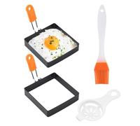 Square Egg Mold - Non-Stick Silicone Handle Egg Rings, Stainless Steel Cooking Rings Set | Portable Square Pancake Molds, Griddle Egg Molds, Breakfast Egg Cooker Rings for Frying Eggs Breakfast