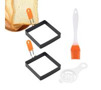 Square Egg Mold, Omelette Maker Set, Fried Egg Cooker Ring, Stainless Steel Cooking Rings With Silicone Handle, Nonstick Cookware For Breakfast Omelette Sandwich