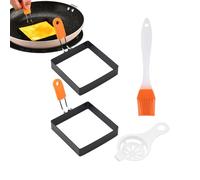 Square Egg Ring -Non Stick Square Egg Mold Rings with Silicone Handle for Muffin Shaper