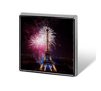 Square Eiffel Tower Fireworks Brooch Classic Mini Pin 0.7 Inch Aluminum Alloy Lapel Pin Personalized Button Badge for Backpack Hat Suit Jacket Clothing Decoration