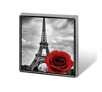 Square Eiffel Tower Red Rose Brooch Classic Mini Pin 0.7 Inch Aluminum Alloy Lapel Pin Personalized Button Badge for Backpack Hat Suit Jacket Clothing Decoration