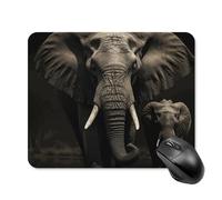 Square Elephant Black Mouse Pad Funny Mouse Mat with Non-Slip Rubber Base Small Travel Computer Gaming Mousepad Waterproof 7.9 X 9.8 Inch Office Desk Accessories