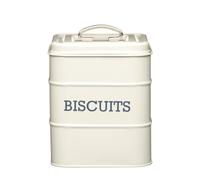 Square Enamel Retro Biscuit Tin Kitchen Storage Canister Barrel Cookie Vintage