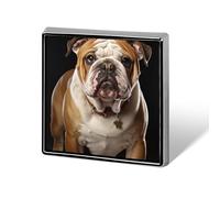 Square English-Bulldog Brooch Classic Mini Pin 0.7 Inch Aluminum Alloy Lapel Pin Personalized Button Badge for Backpack Hat Suit Jacket Clothing Decoration
