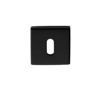 Square Escutcheon 50mm x 50mm Door Keyhole Cover Plate for Mortice Locks Internal External Doors Satin Finish Modern Design (Black, Square Standard Profile)