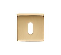 Square Escutcheon 50mm x 50mm Door Keyhole Cover Plate for Mortice Locks Internal External Doors Satin Finish Modern Design (Satin Brass, Square Standard Profile)