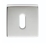 Square Escutcheon Keyhole 50mm x 50mm Cover Plate for uPVC Composite and Wooden Doors Modern Security Rose Concealed Fixings (Polished Chrome, Square Standard Profile)