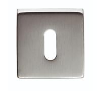 Square Escutcheon Keyhole 50mm x 50mm Cover Plate for uPVC Composite and Wooden Doors Modern Security Rose Concealed Fixings (Satin Chrome, Square Standard Profile)