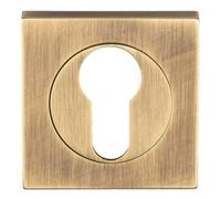 Square Euro Profile Escutcheon 52 X 52mm Concealed Fix Antique Brass