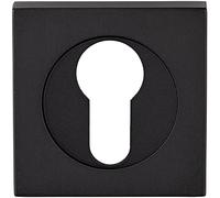 Square Euro Profile Escutcheon - 52 x 52mm - Concealed Fix - Matt Black | Door Keyhole Cylinder Plate Cover - for Use with Lever on Rose Door Handles - Door Fixing Hardware
