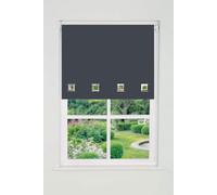 Square Eyelet Edge Roller Blind (165cm Drop) 125cm Slate Grey