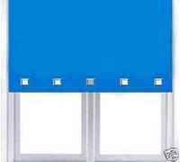 Square Eyelet Roller Blind Easy Fit Trimable Home Office Window Blinds (Blue, 150cm x 165cm (59" x 65"))