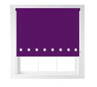 Square Eyelet Roller Blind Light Filtering Window Shade Child Safe Easy Fit Design Trimmable Ideal for Bedroom, Living Room Kitchen Campervan Caravan & Office (Aubergine, 90cm x 165cm (35.4" x 65"))