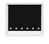 Square Eyelet Roller Blind Light Filtering Window Shade Child Safe Easy Fit Design Trimmable Ideal for Bedroom, Living Room Kitchen Campervan Caravan & Office (Black, 90cm x 165cm (35.4" x 65"))