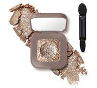 Square Eyeshadow Palette in Shimmer Finish with Gradient Rose Gold and Champagne Hues - Buildable Powder Makeup Kit for Daytime and Evening Looks Featuring Dual-Ended Sponge Applicator and Mirror (01