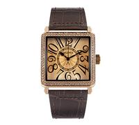 Square Face Watches for Women, Vintage Brown Leather Band for Small Wrist, Lady Big Dial Rectangle Retro Watch with Rose Goldn Frame, Dainty Decoration for Anniversary, Business, Outdoor Fastival