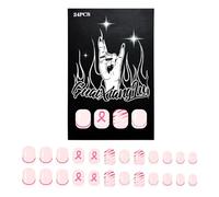 Square False Nails Travel Friendly French Tip Manicure Fingernails 24pcs Long Time Adhesion Glossy White French Short Square Glossy False