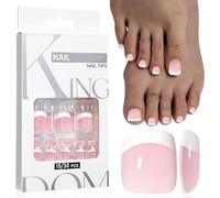Square False Toenail Short - 32Pcs White French Fake Toe Nail - Press on Toenail with Glue - Natural Pure Color False Toe Nails - Nude Short Fake Toe Nails for Women Toe Nail Decorations