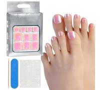 Square False Toenails Presses On Toenails Full Cover Stick On Manicures Supplies For Women Cats Eyes False Full Cover Tips Press Toe Nails