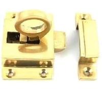 Square Fanlight Catch with Ring, Polished Chrome or Polished Brass Ironmongery Hardware Online (Polished Brass)