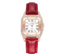 Square Fashion Women Roman Rhinestone Digital Analog Quartz Watch Leather Strap Comfort, Rush
