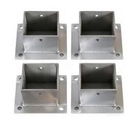Square Fence Post Anchor Base Bracket 4 Pcs Concrete Holder for Pergola Mailbox & Railing Support 2.4x2.4In (60x60Mm) Durable Ground Mounting Solution