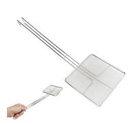 Square Fine Mesh Skimmer, Stainless Steel Square Strainer for Cooking Frying Frying Kitchen Use with Heat Resistant Handle for Oil Skimming Food Straining